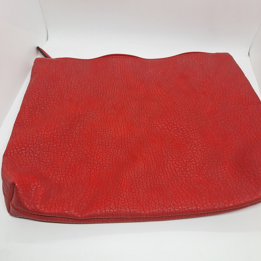 Free People Red Leather Zipper Pouch